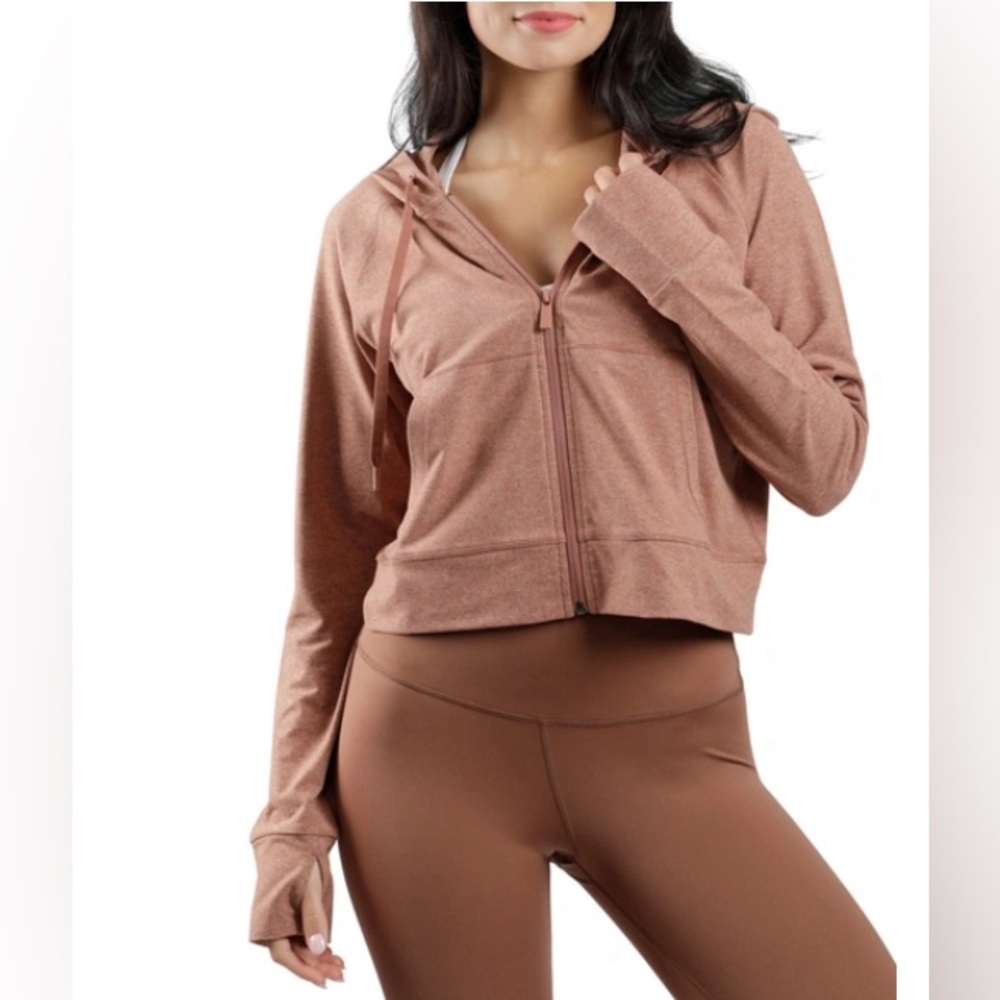 NEW Yogalicious -  Lux Cropped Full Zip Jacket‎ Heather